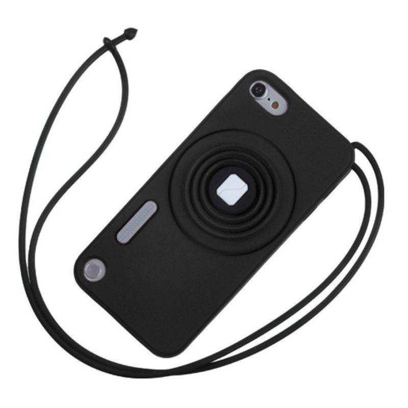 MYBAT For Apple iPod Touch 5th Gen/6th Gen Black Camera Style Gel Rubber Case w/stand