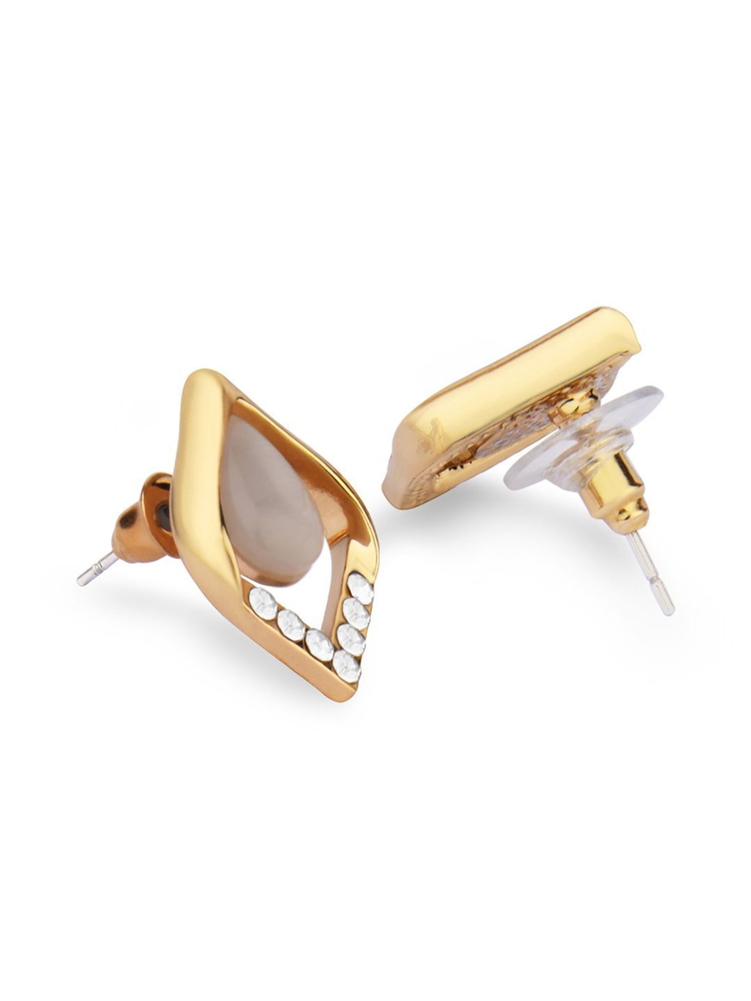 ToniQ Gold-Plated Leaf Shaped Stud Earrings