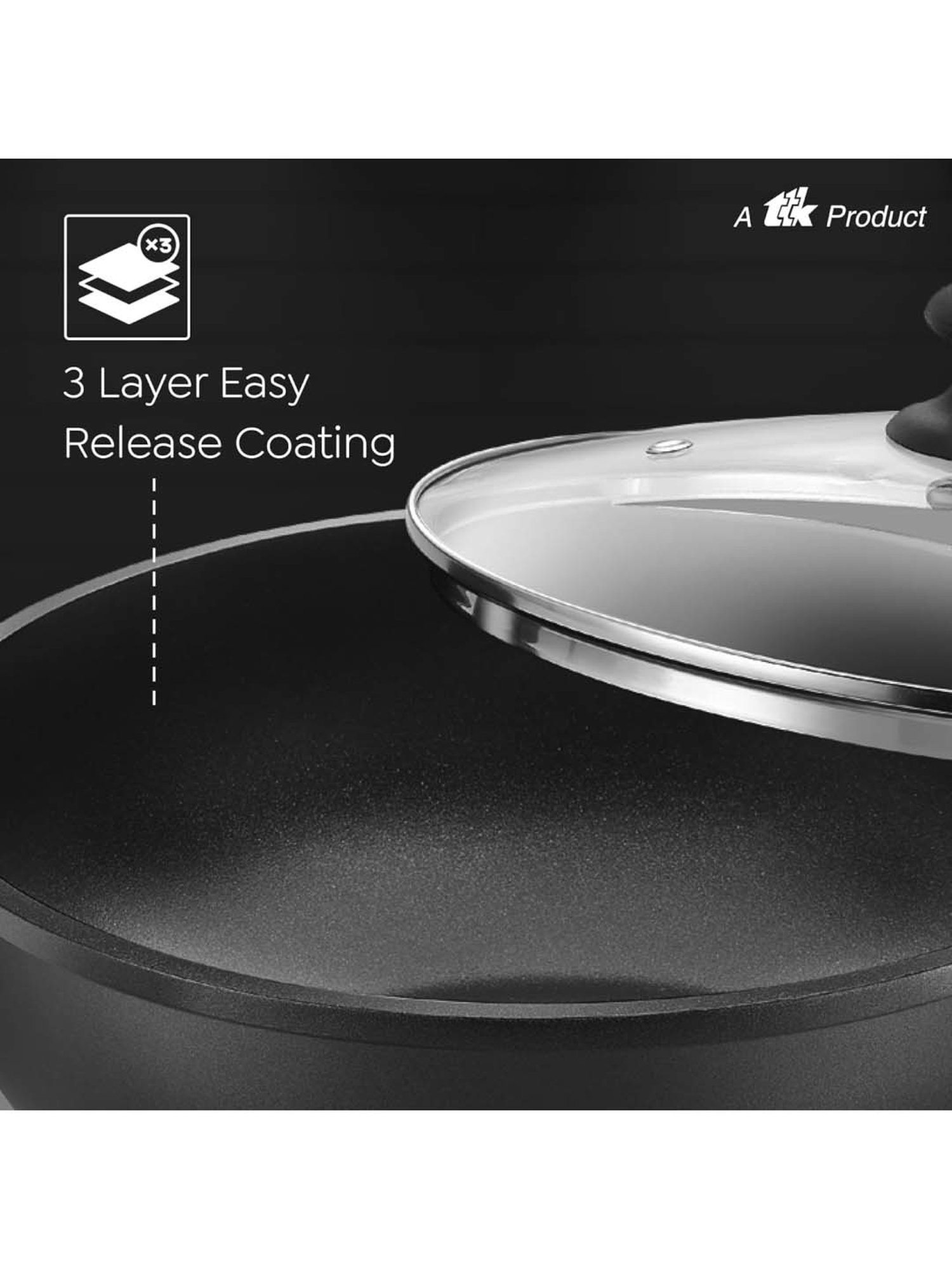 Prestige Omega Die Cast Black Aluminium 24 cm Kadhai with Lid