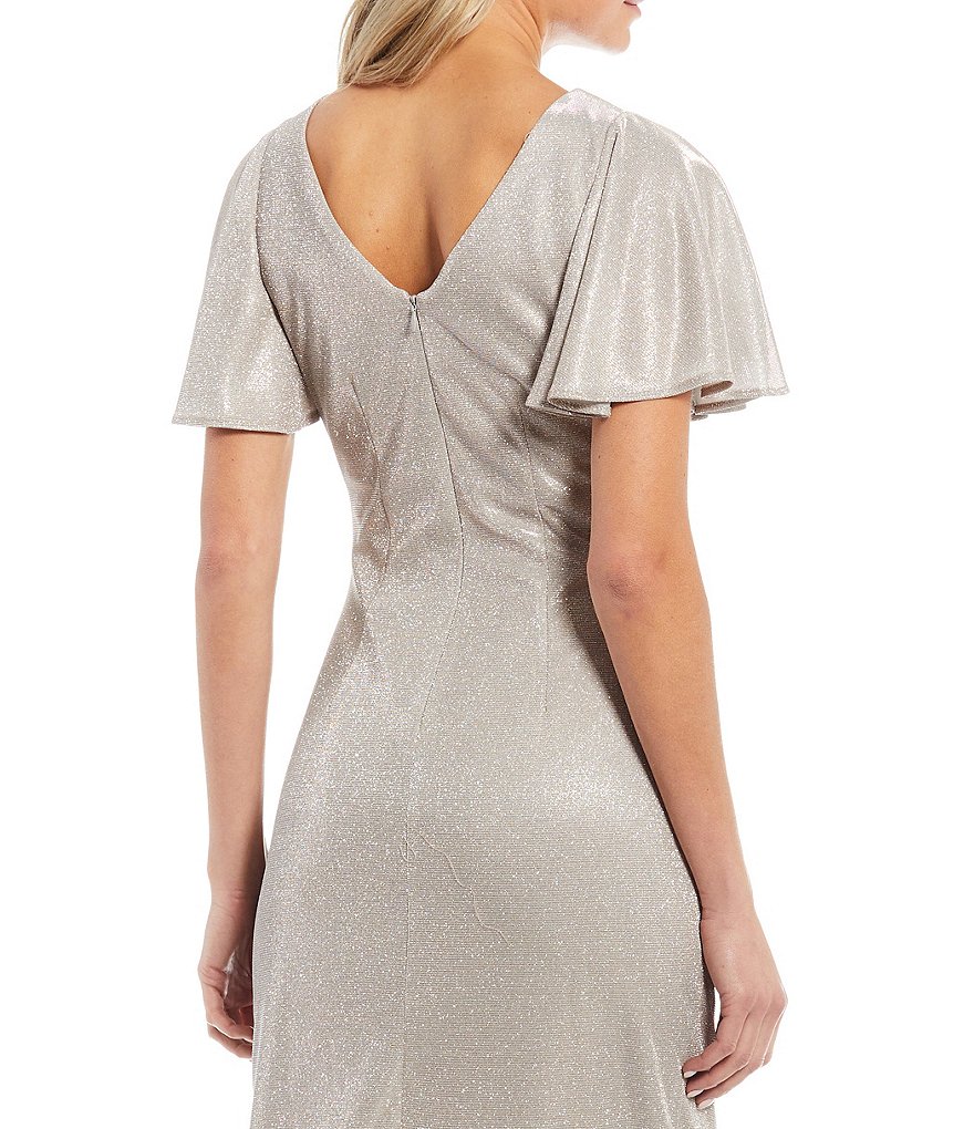 Laundry by Shelli Segal Ruffle Front Stretch Crepe Faux Wrap Dress