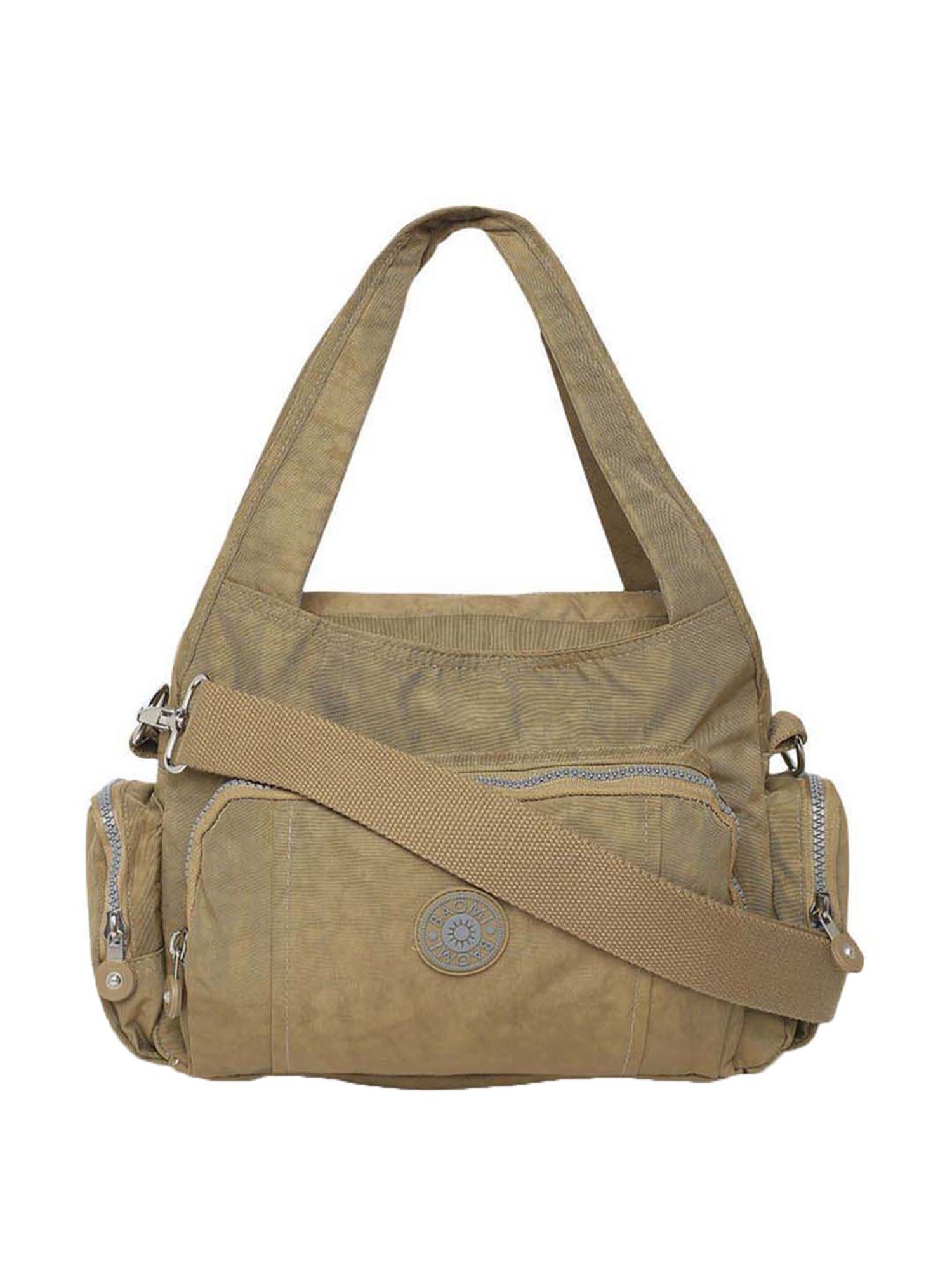 Baomi Beige Solid Medium Handbag