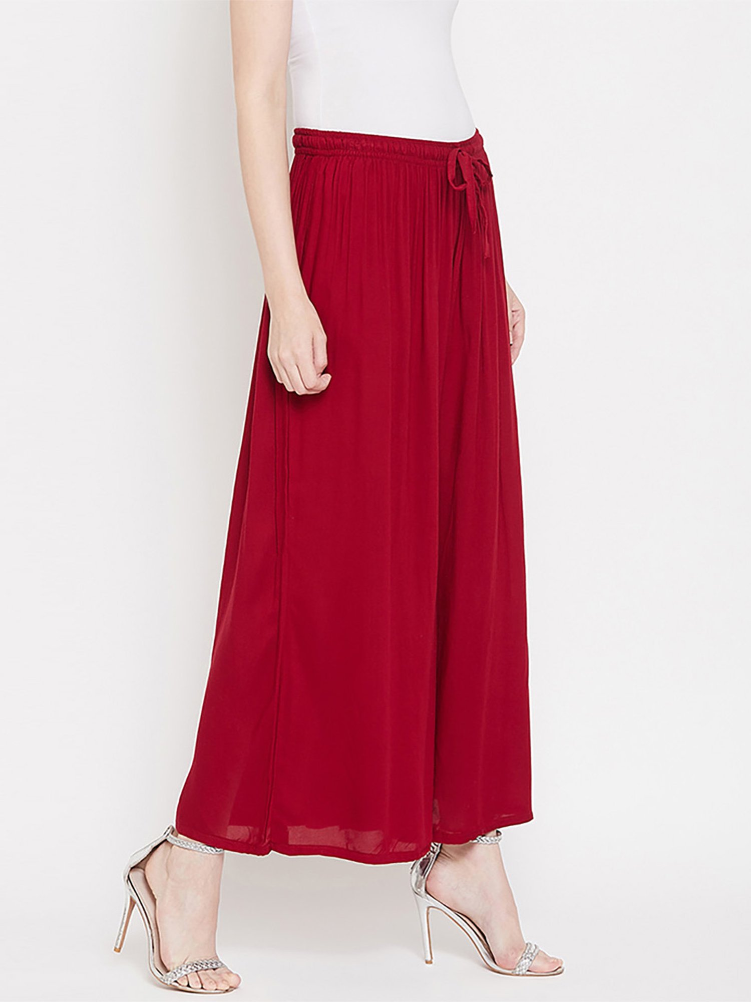 Castle Maroon Regular Fit Palazzos