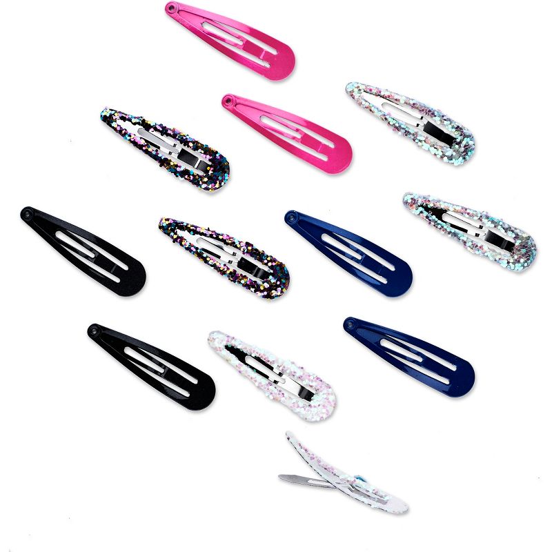 scunci Chunky Glitter & Solid Snap Clips - 12pk