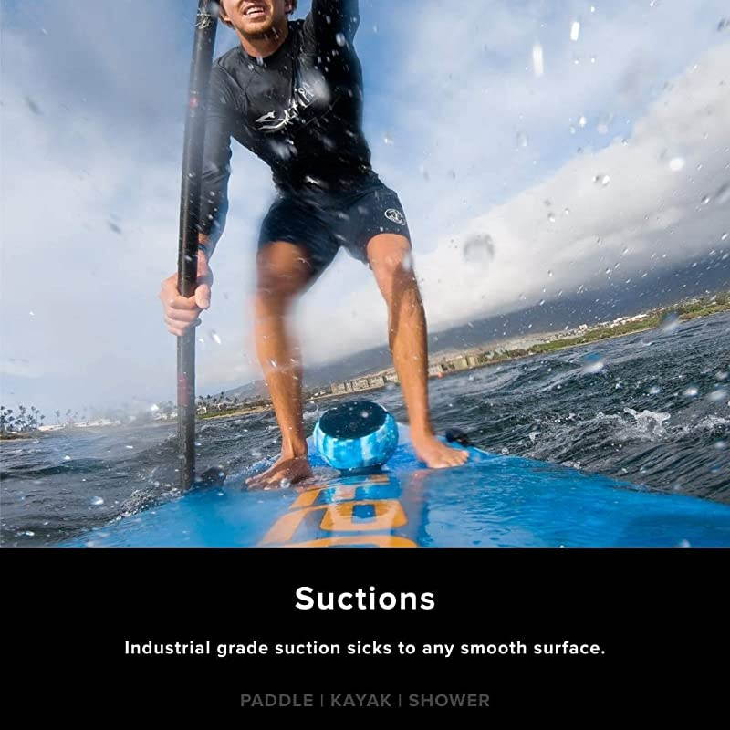 Waterproof Floatable Loud Bluetooth Speaker Dual Pairing for Surround Sound Removable Suction Barnacle Vibe 20 Manta Ray Black