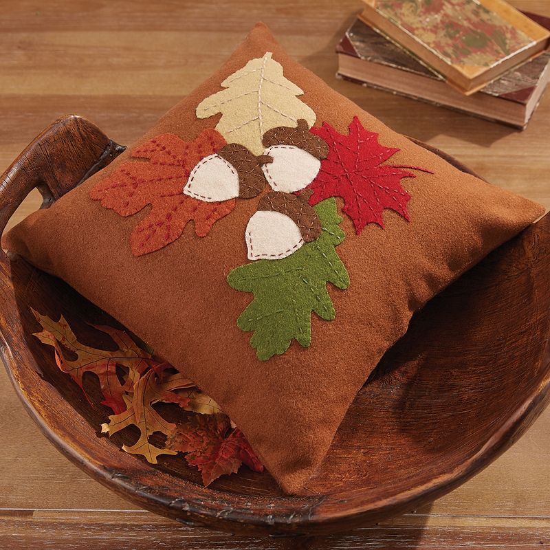 Park Designs Leaves Felt Pillow Cover - 16'' - Beige