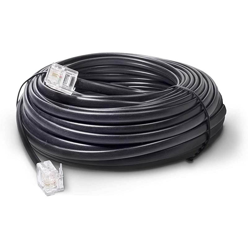 Line Cord 50 Feet - Modular TeleExtension Cord 50 Feet - 2 Conductor (2 pin, 1 line) Cable - Works Great with FAX, AIO, and Other Machines - Black