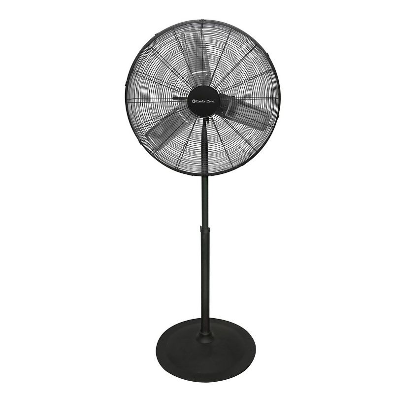 Comfort Zone CZHVP30 30 Inch High-Velocity 3 Speed Adjustable Tilt Indoor Industrial Oscillating Freestanding Pedestal Fan, Black