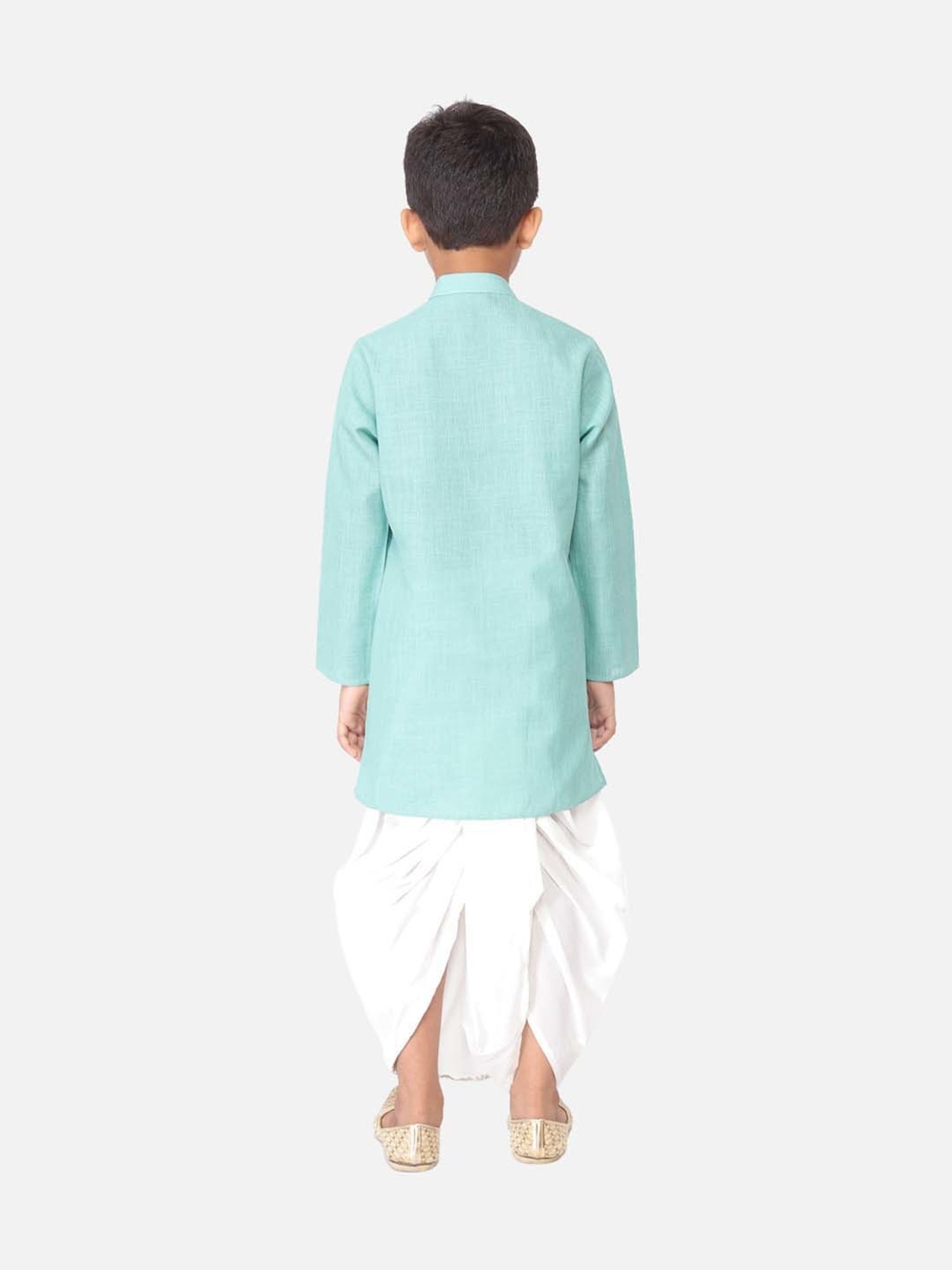 TABARD Kids Blue & White Cotton Regular Fit Kurta Set