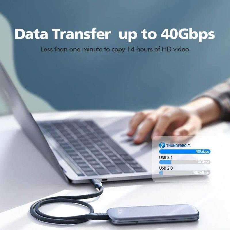 Thunderbolt 3 Cable 100W Charging 40Gbps 3.3ft ULBRE Type-C to USB C Cable 5K@60Hz 20V 5A USB4 Cable Compatible with MacBook iPad Pro Hub Docking