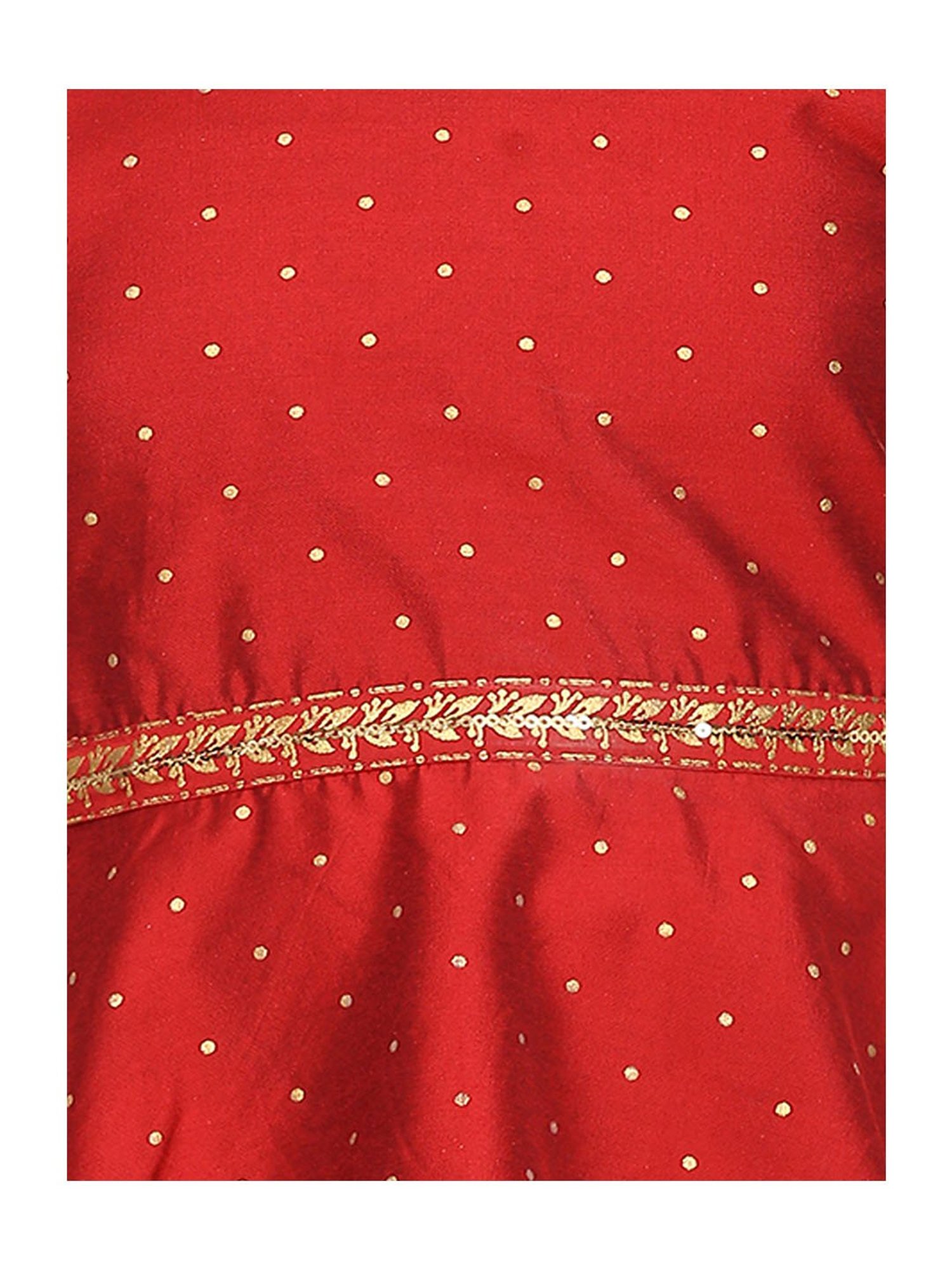 Aurelia Kids Red Embellished Top, Skirt with Dupatta