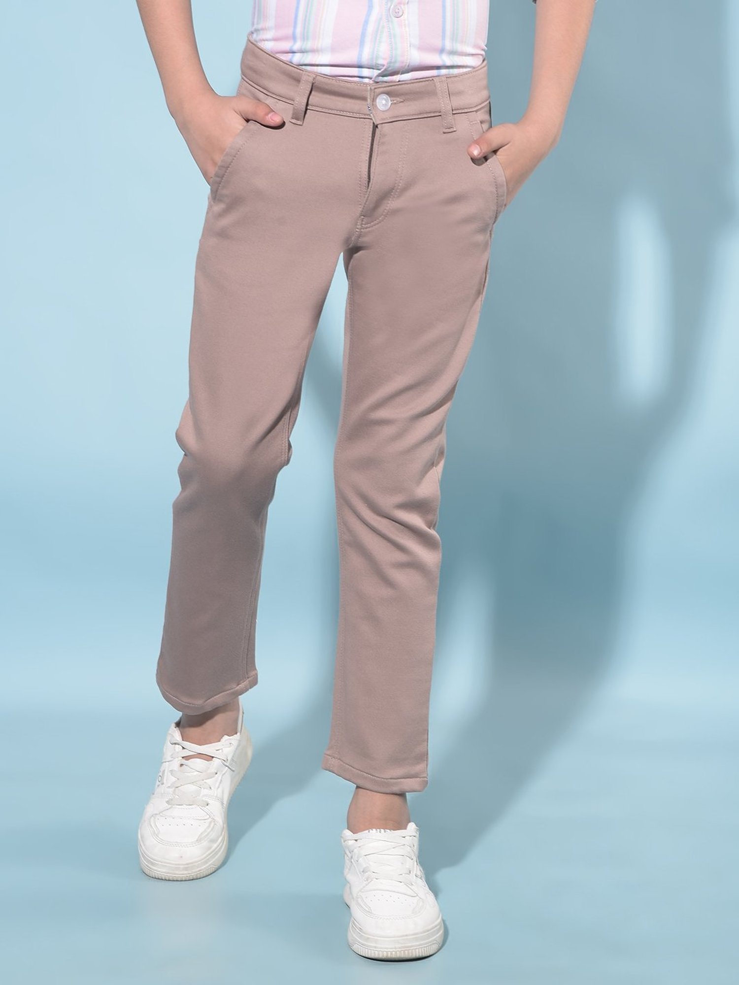 Crimsoune Club Boys Brown Solid Trousers