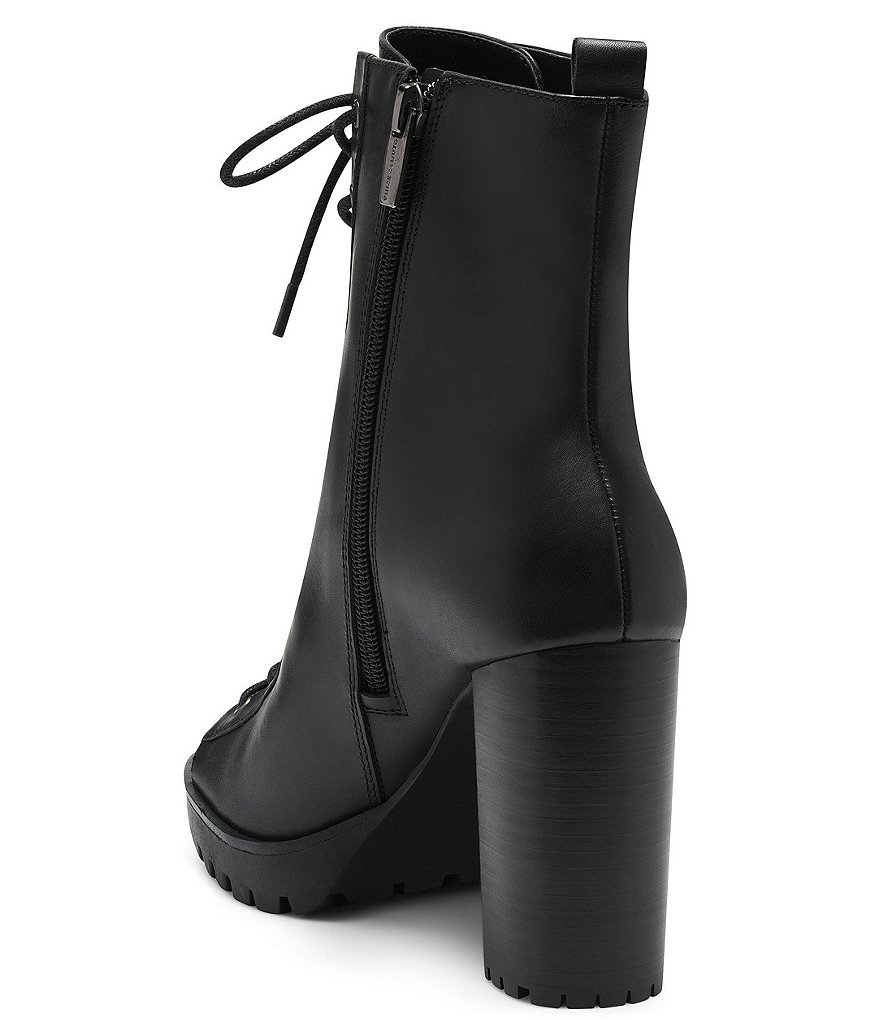 Vince Camuto Hemmy Peep Toe Lace-Up Leather Booties