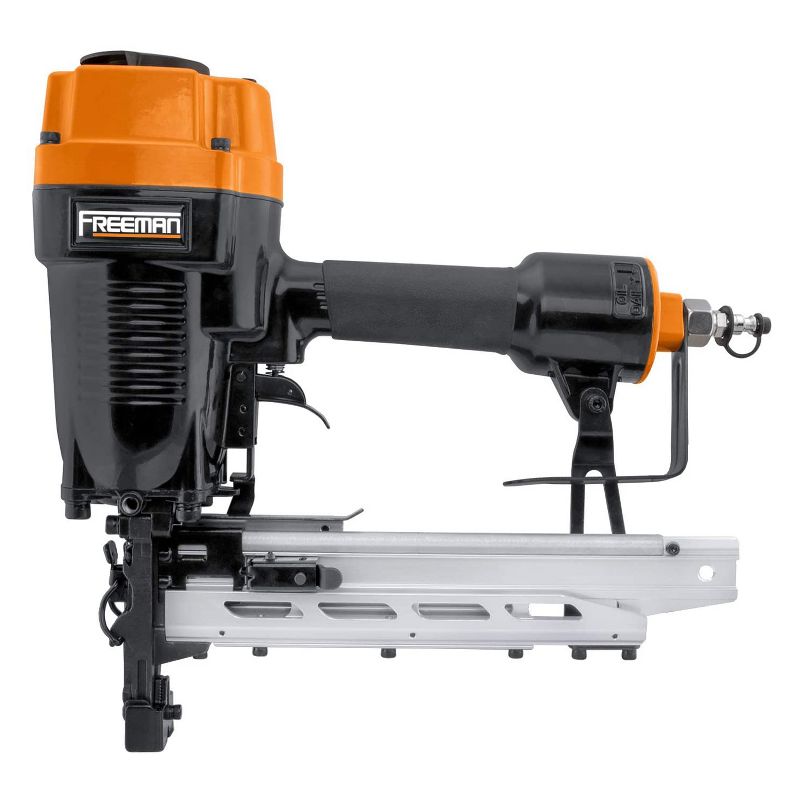 Freeman PFS9 Pneumatic 9-Gauge 2-Inch Ergonomic and Lightweight Fencing Stapler with Quick Release and 1000 9 Gauge 1.75-Inch Nails Box, Orange