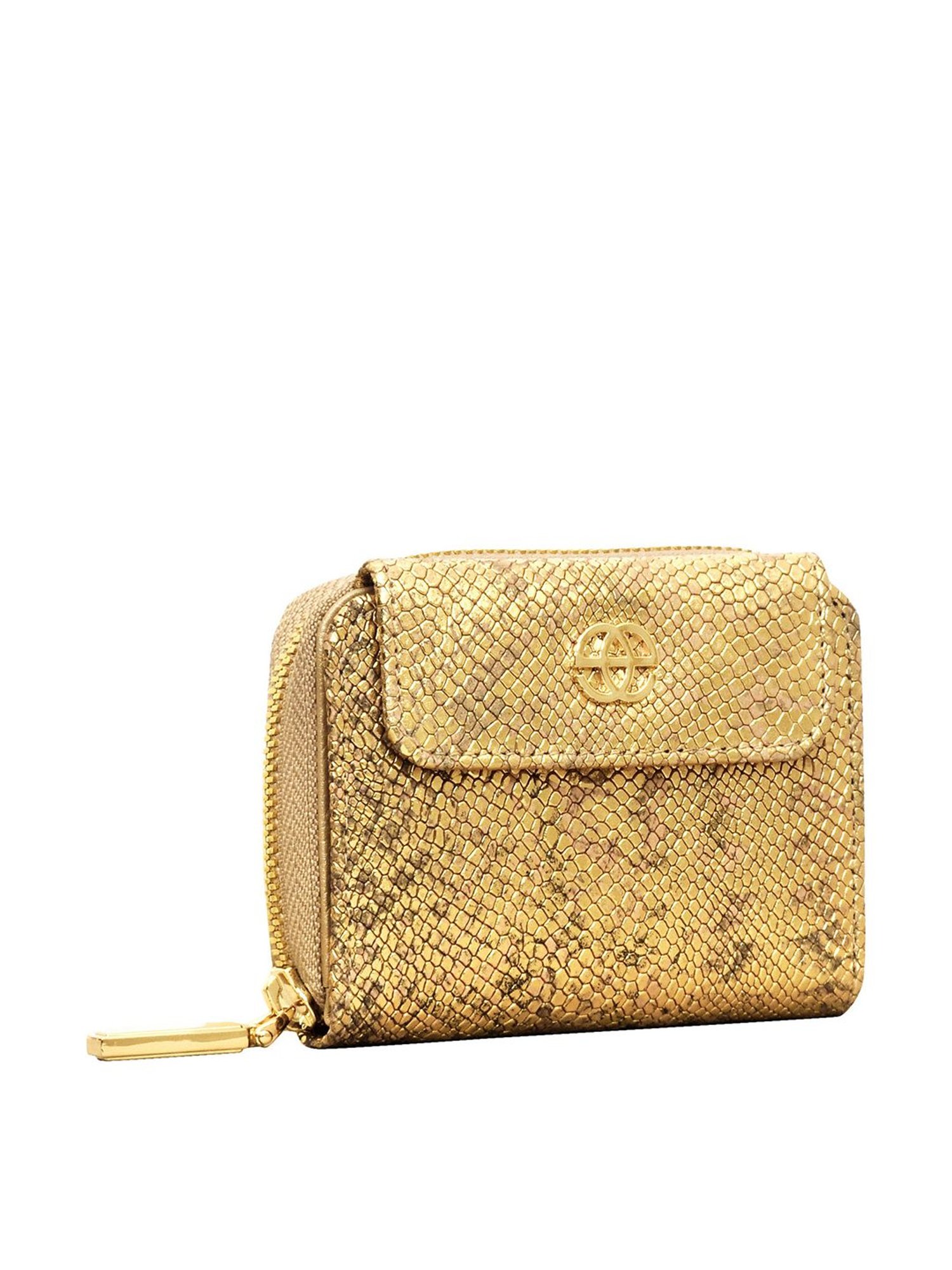 Eske Gold Printed Zip Around Wallet for Women