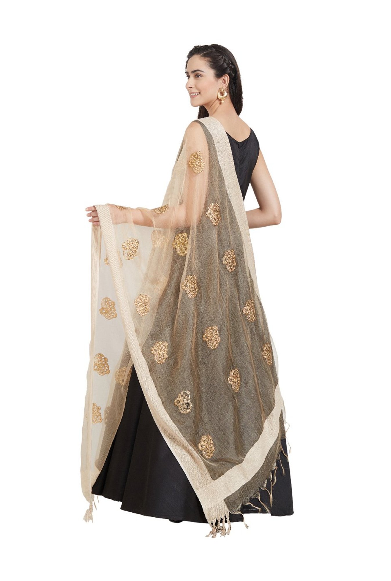Dupatta Bazaar Beige & Gold Dupatta