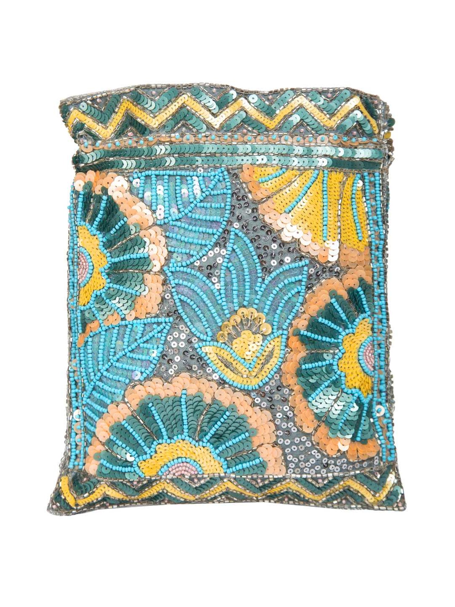 Tarini Nirula Grey & Blue Silk Potli