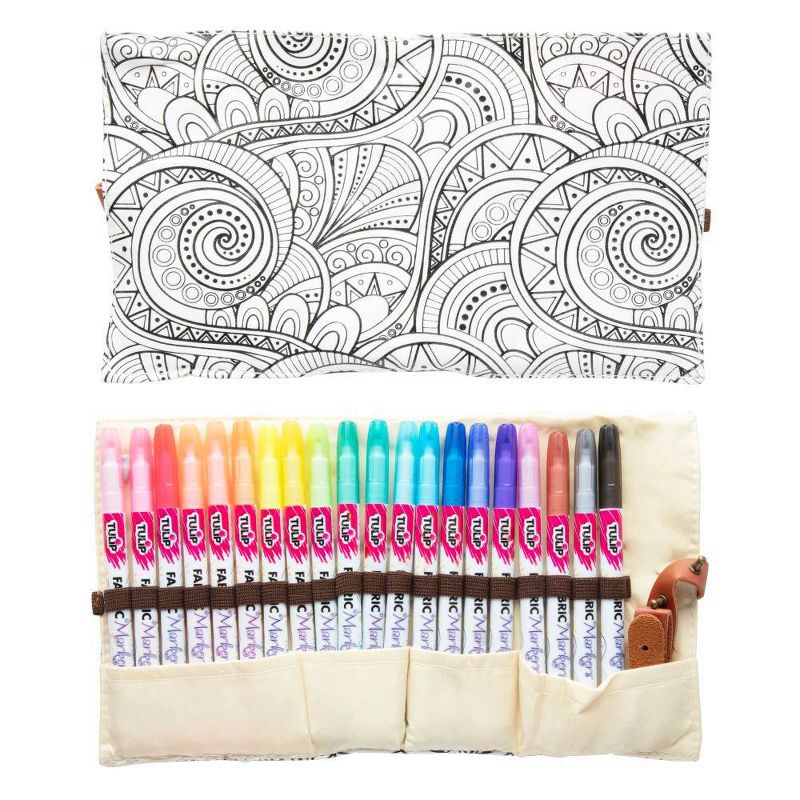 Tulip 20ct Fine Tip Fabric Markers with Roll-Up Case - Rainbow