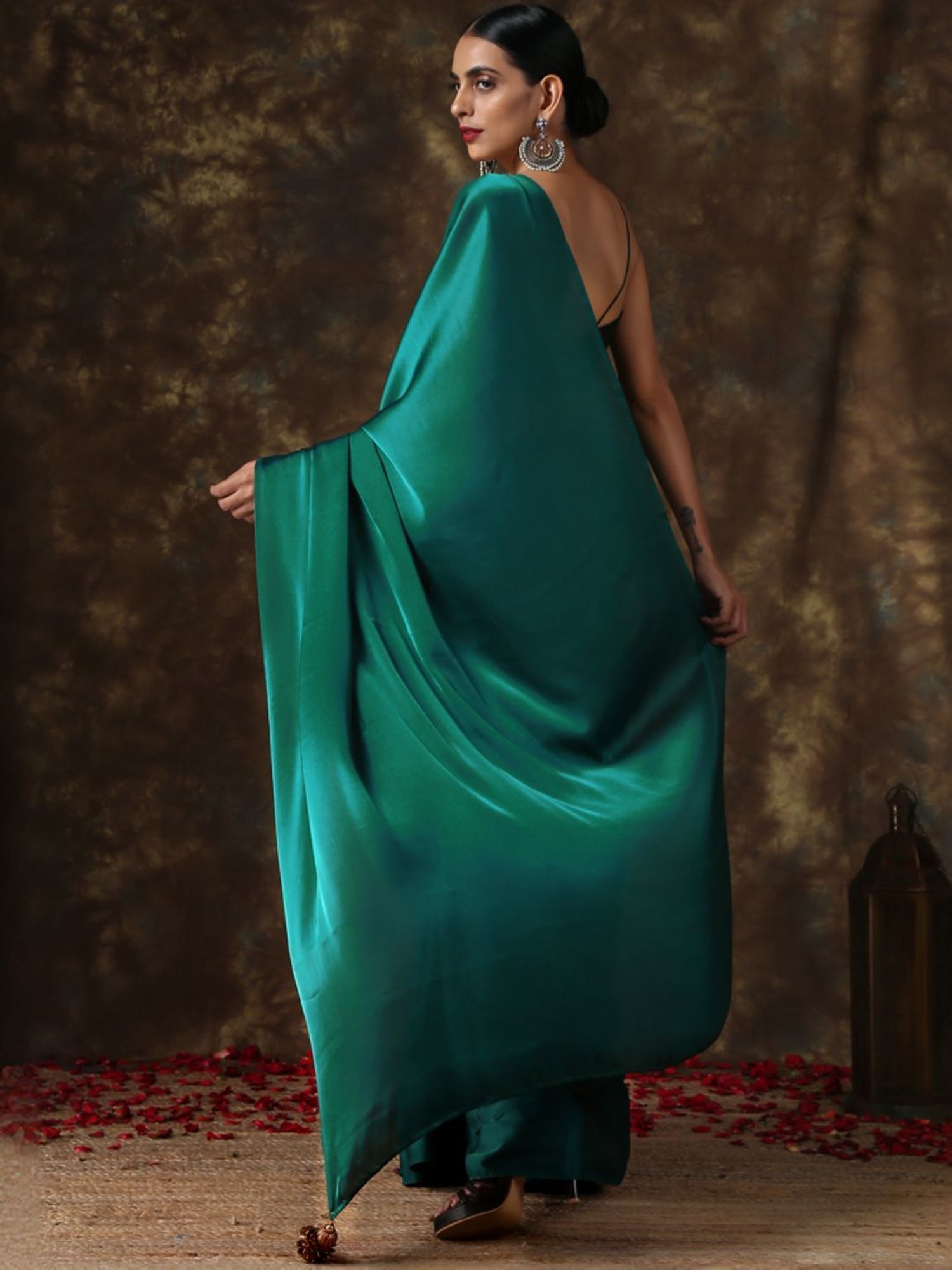 Swtantra Green Plain Saree