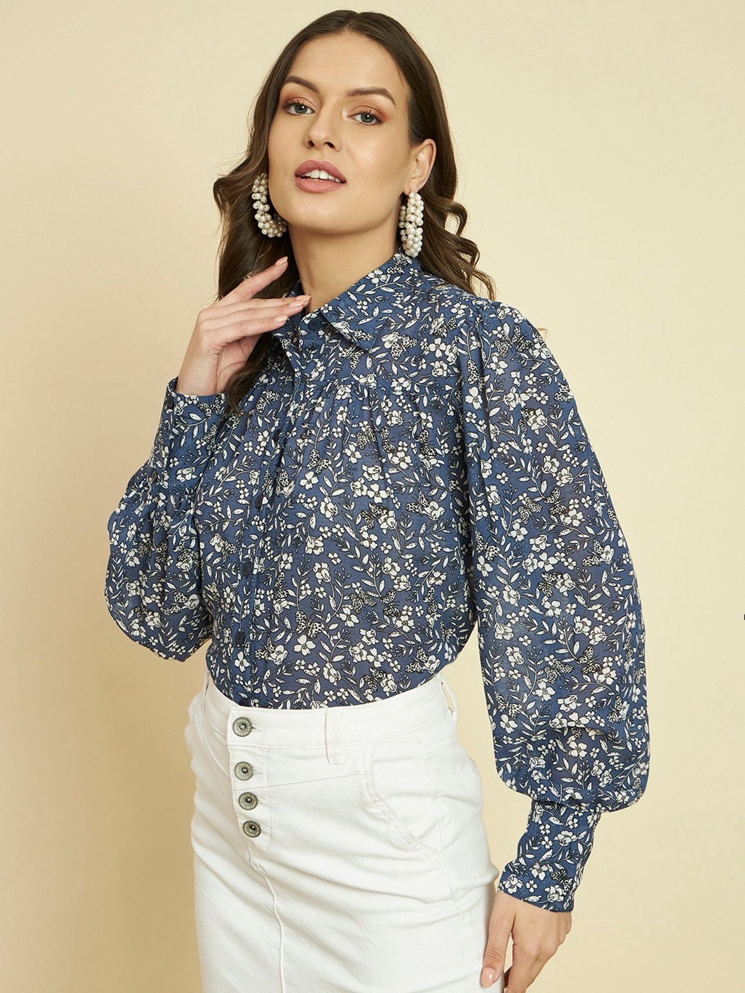 Trend Arrest Blue Floral Print Shirt