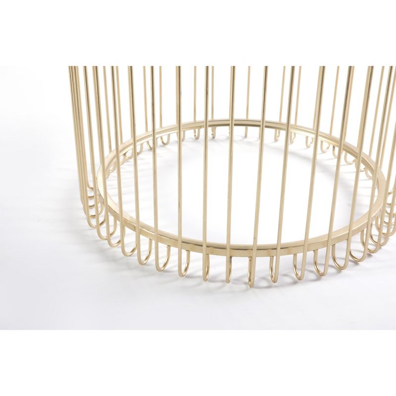 Bold Tones Set of 2 Modern Round Gold Metal End Table Set with Smoked Glass Top