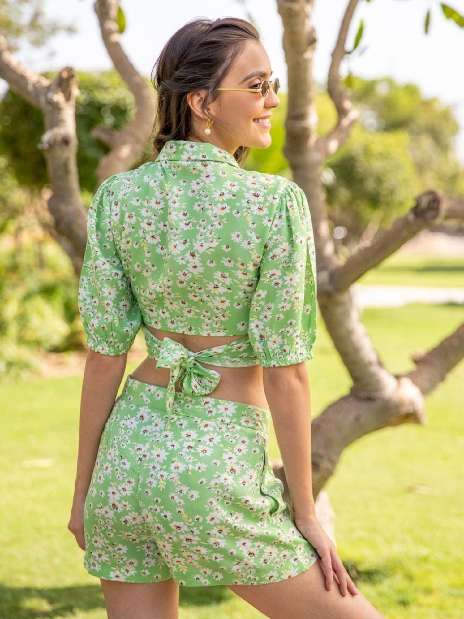BInfinite Fern Green Floral Top and Shorts