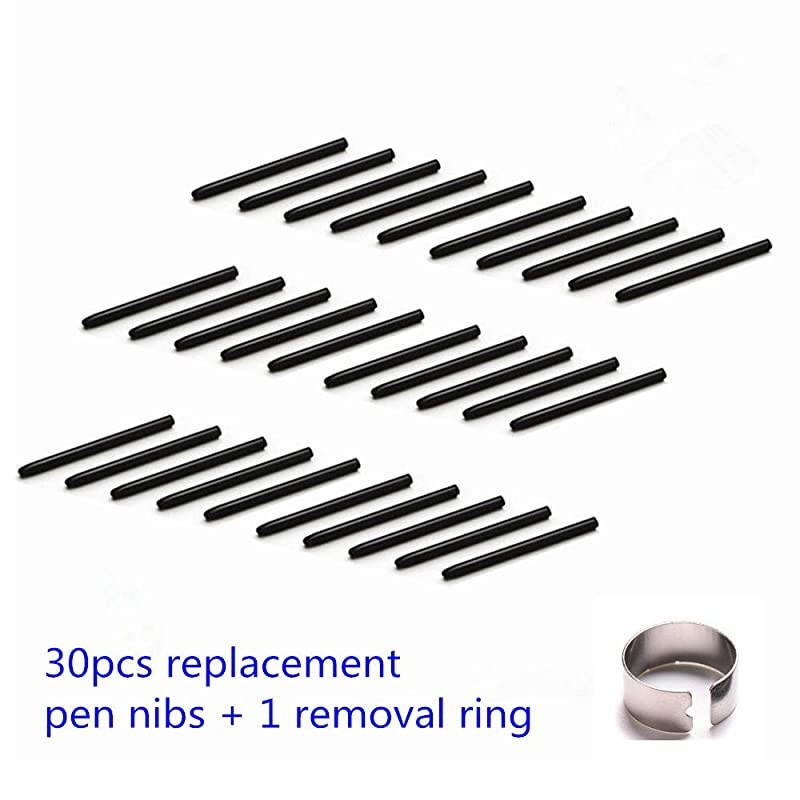 30pcs Replacement Standard Pen Nibs with 1 Removal Ring for Wacom Bamboo Intuos Cintiq Pen