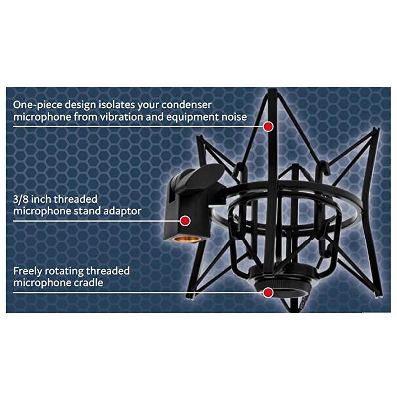 MKS1-B Condenser Spider Microphone Shockmount, Anti Vibration and Isolation - Black
