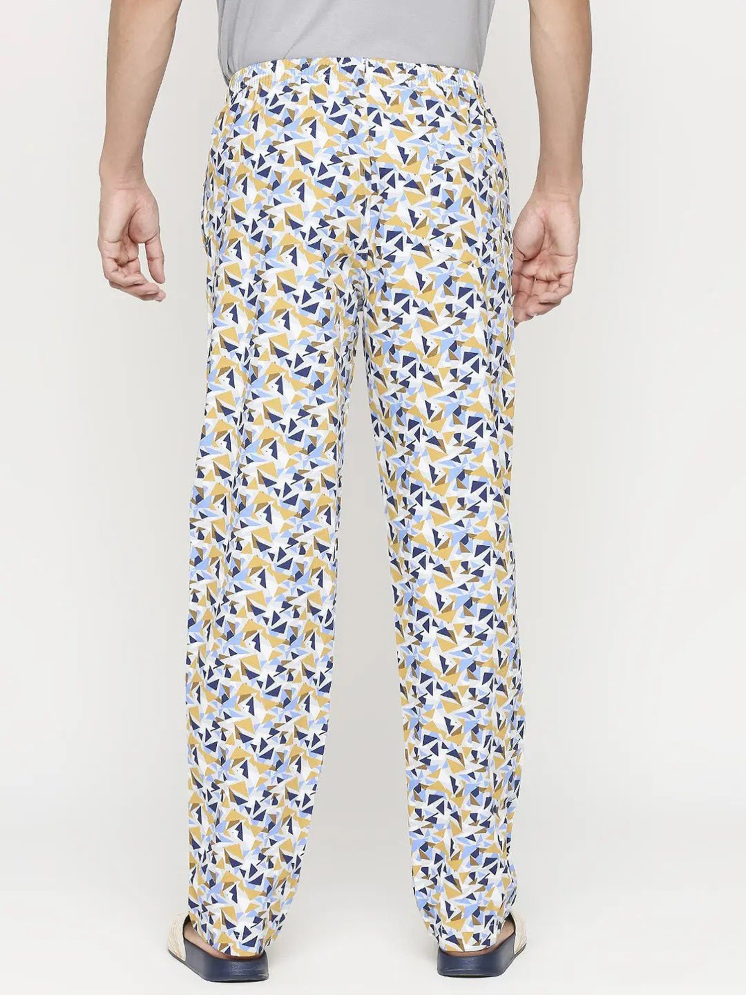 UnderJeans by Spykar Yellow & Blue Regular Fit Printed Trackpants