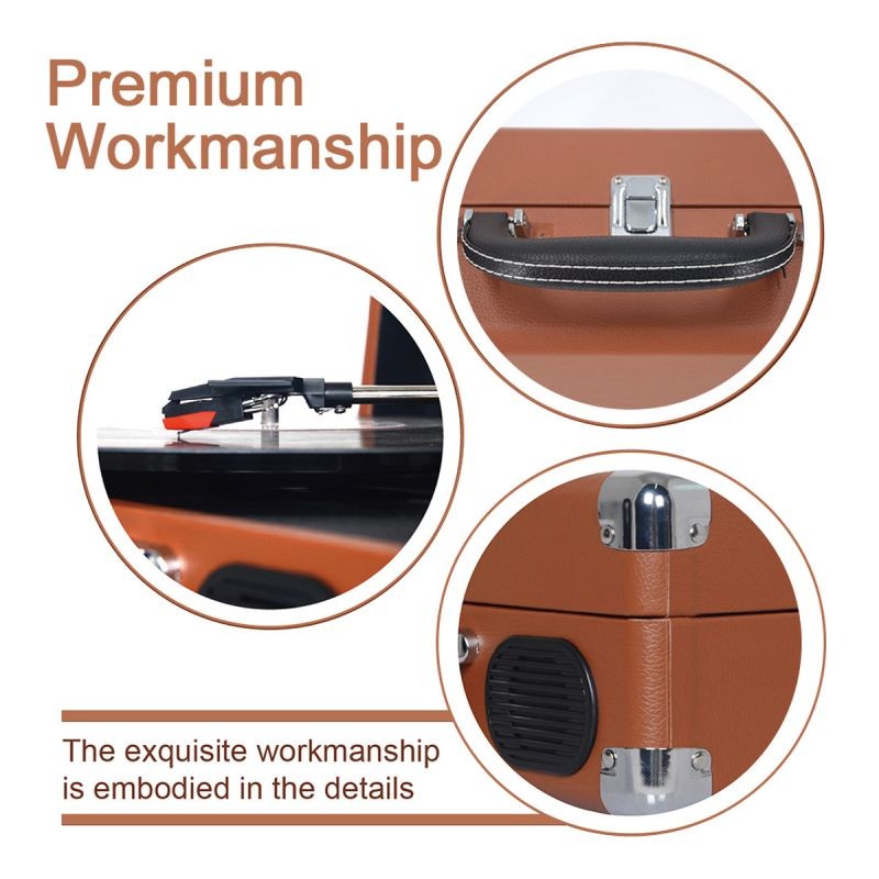 LP&No.1 Suitcase Bluetooth Turntable with Stereo Speaker,3 Speeds Vinyl Record Player Turquoise