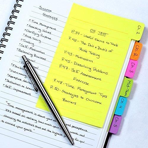 Redi-Tag Divider Sticky Notes 60 Ruled Notes, 4 x 6 Inches, Assorted Neon Colors (29500), 6-pack