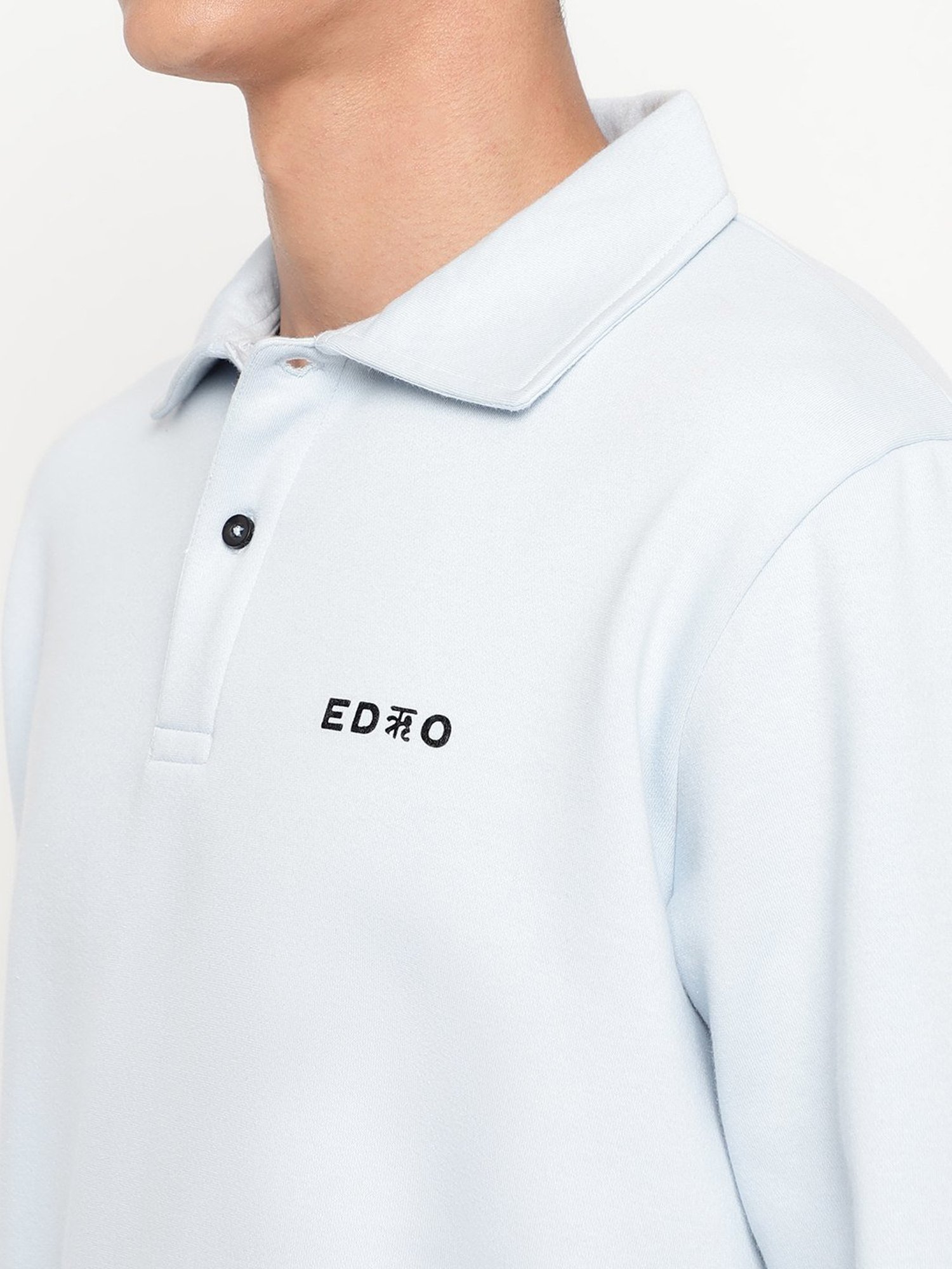 EDRIO Balled Blue Relaxed Fit Polo T-Shirt