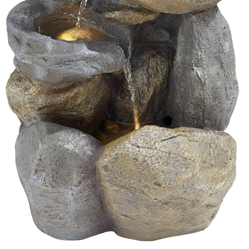 Chatsworth Two Tier Solar On Demand Fountain with Weathered Stone - Smart Solar