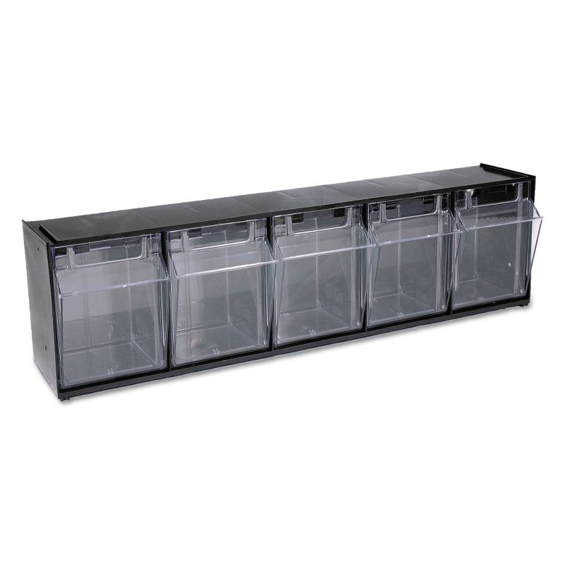 Deflecto Tilt Bin Plastic Storage System w/5 Bins 23 5/8 x 5 1/4 x 6 1/2 Black 20504OP