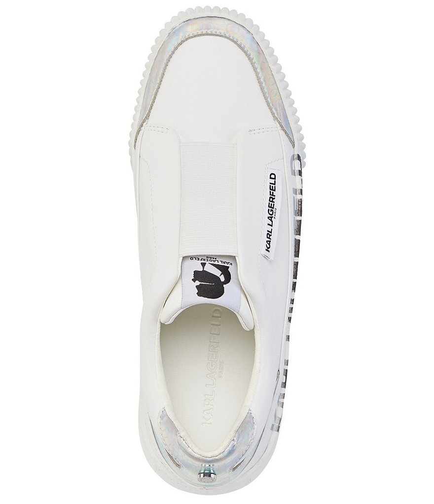 KARL LAGERFELD PARIS Josie Iridescent Leather Logo Slip-On Sneakers