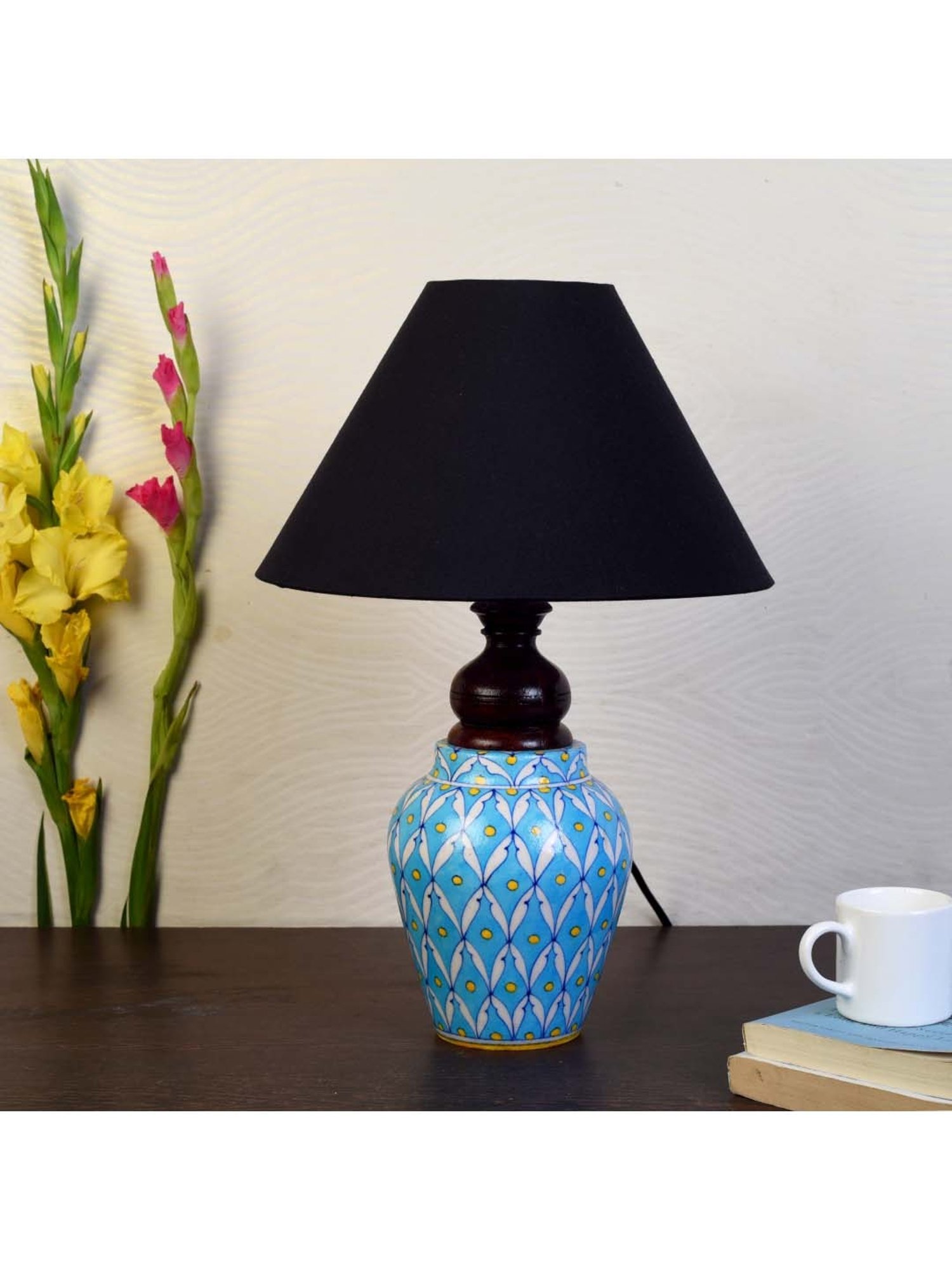 Unravel India Multicolor Ceramic Table Lamp - Set of 1
