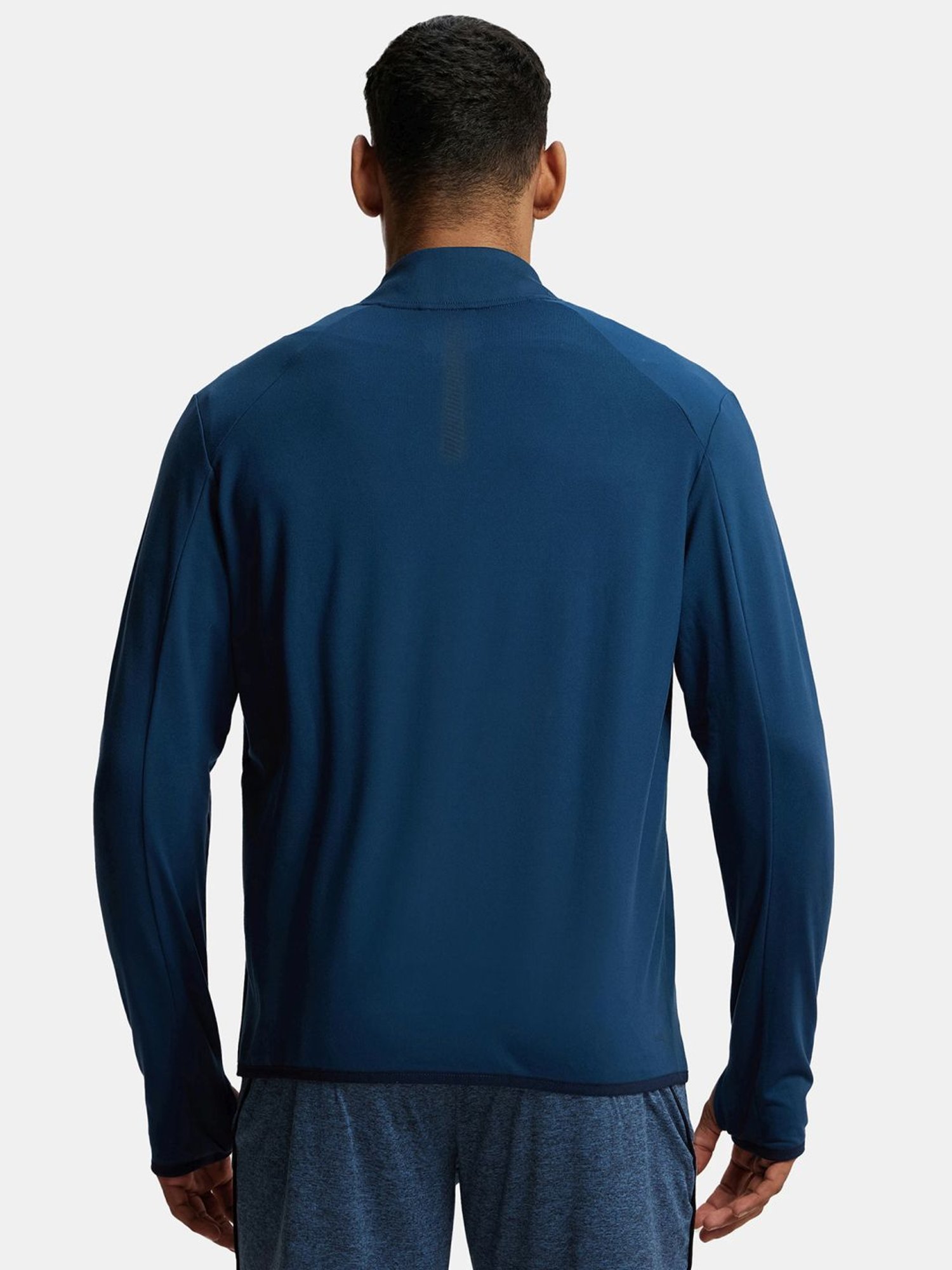 Jockey SP17 Teal Blue Soft Touch Microfiber Elastane Thumbhole Jacket with Stay Dry Treatment