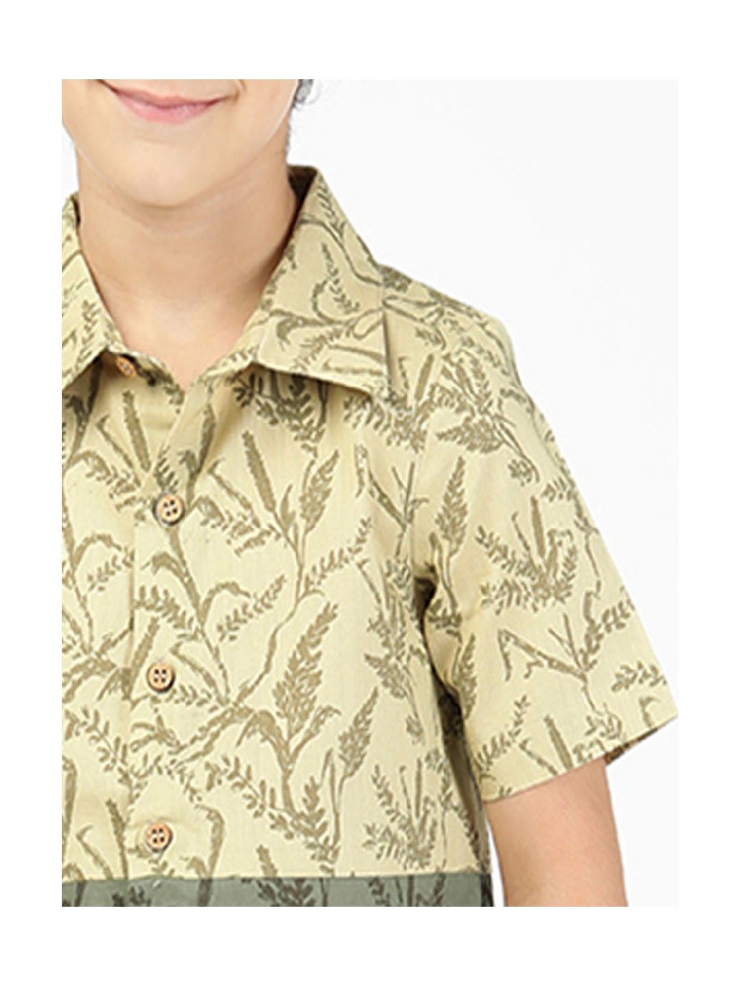 Budding Bees Kids Green Printed Shirt