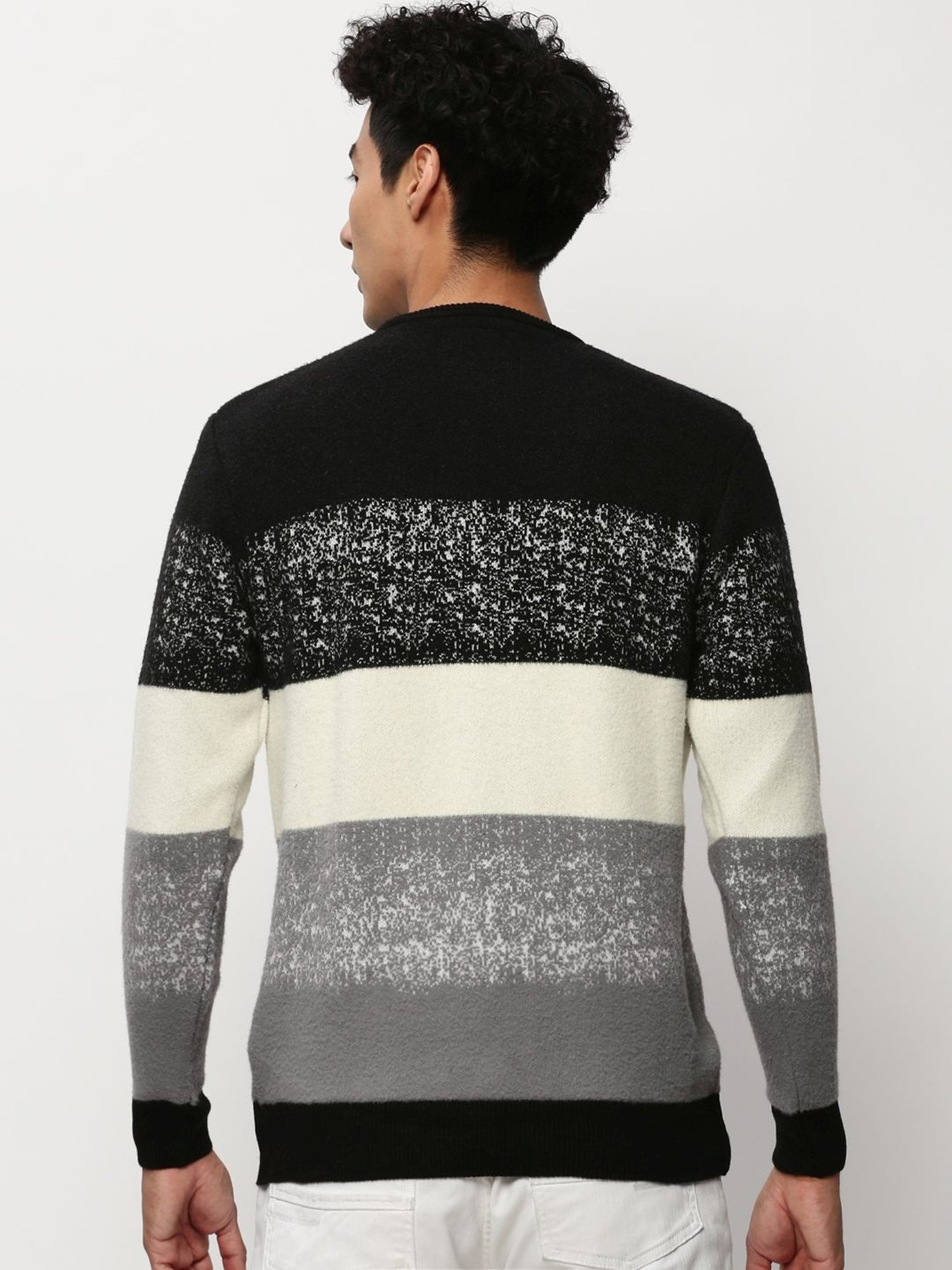 SHOWOFF Black Slim Fit Colour Block Sweater