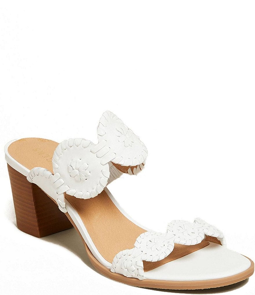 Jack Rogers Lauren Leather Block Heel Slide Dress Sandals