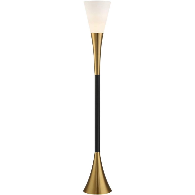 Possini Euro Design Possini Euro Piazza Antique Brass and Black Torchiere Floor Lamp