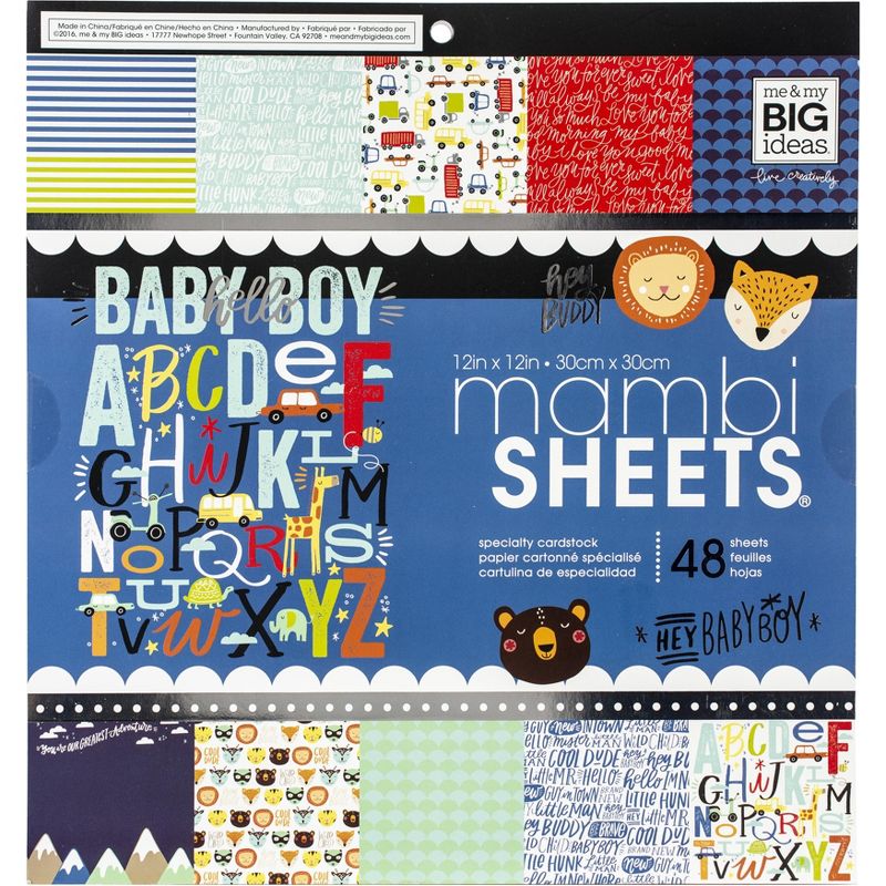 Mambi Single-Sided Paper Pad 12"X12" 48/Pkg-Baby Boy Dreams