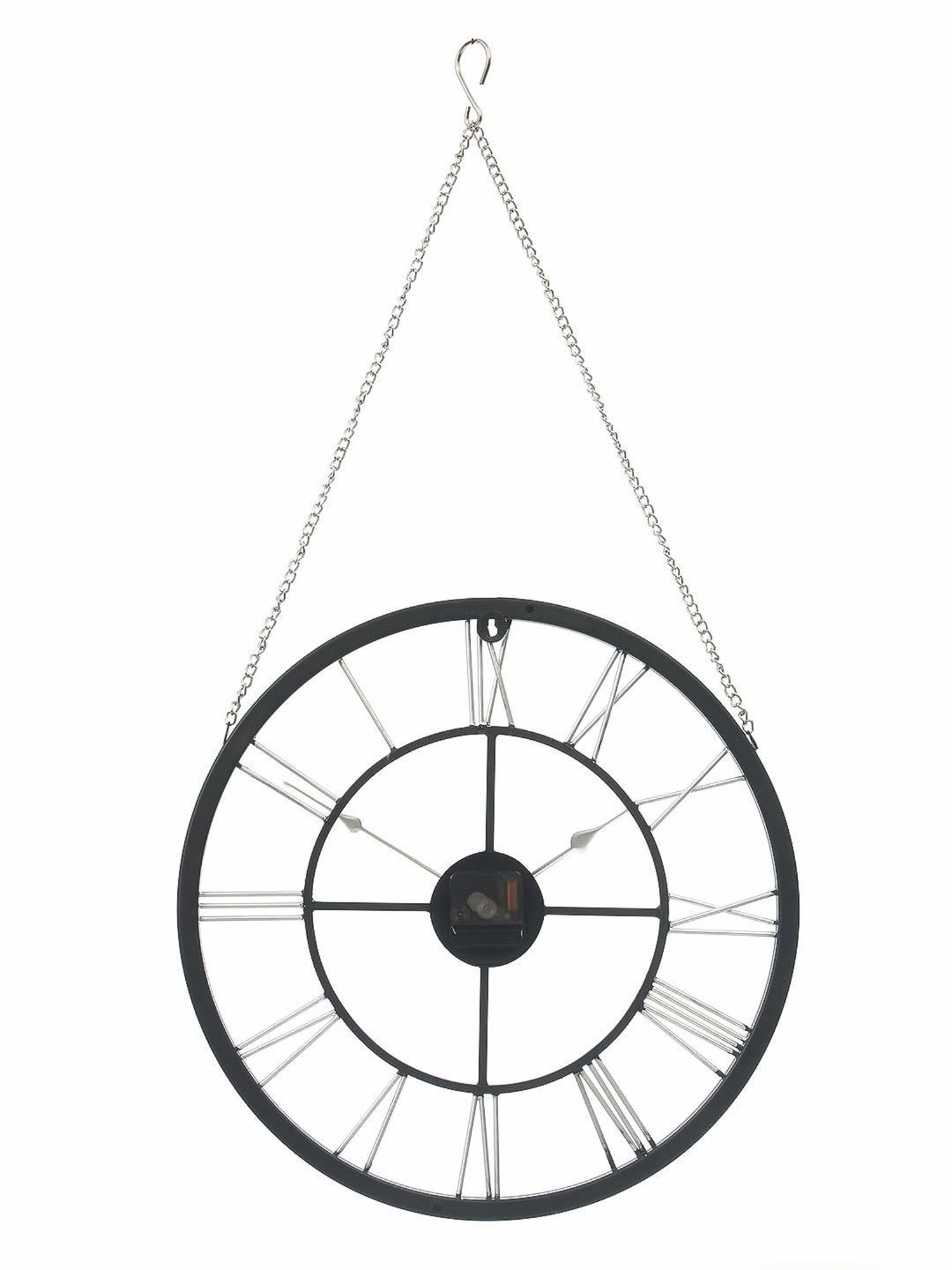 CHRONIKLE Round Black & Silver Iron Wall Clock