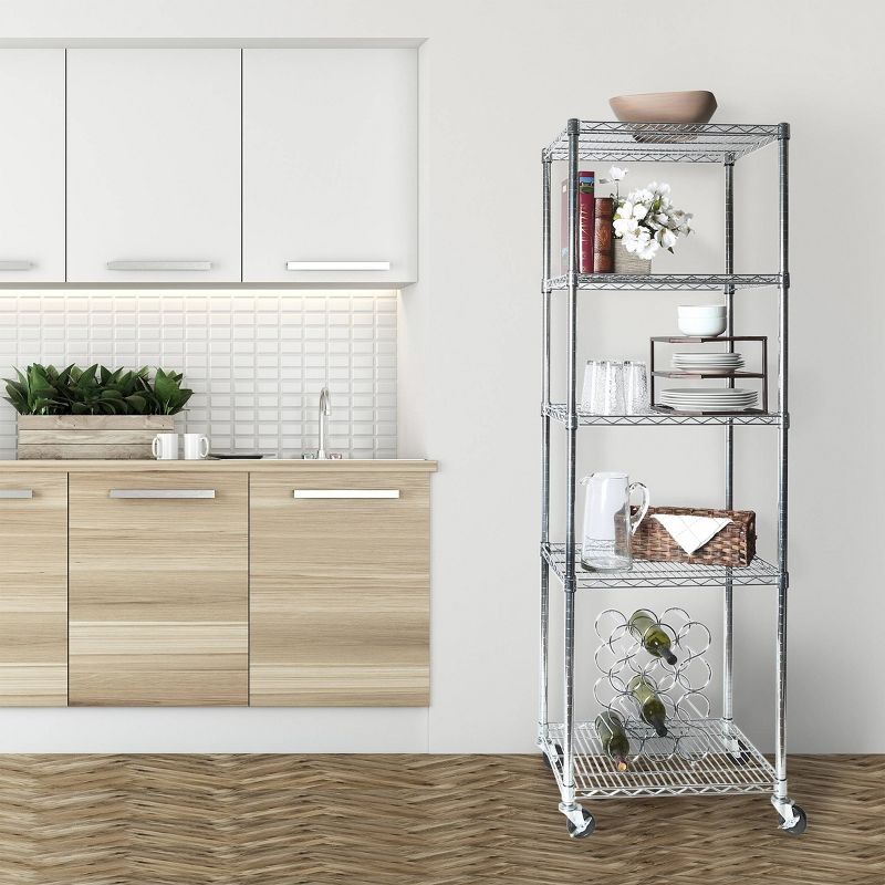 Seville Classics 24"x18"x72" 5 Tier Ultra Zinc Steel Wire Shelving