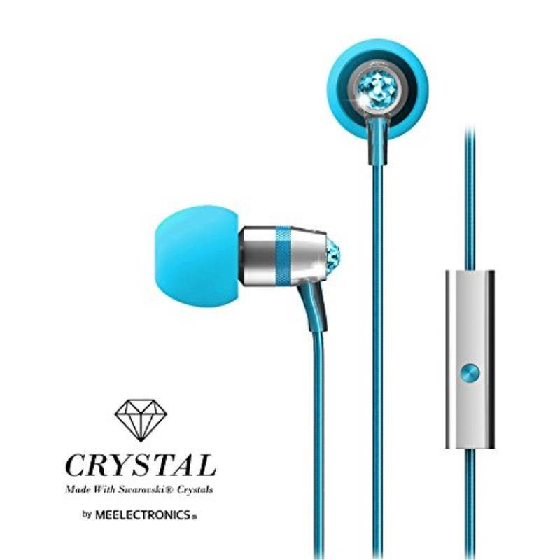 Mee audio Turquoise Blue  EP-M11J-TQ-MEE  In-Ear Headphones with Microphone Made with Swarovski Crystals