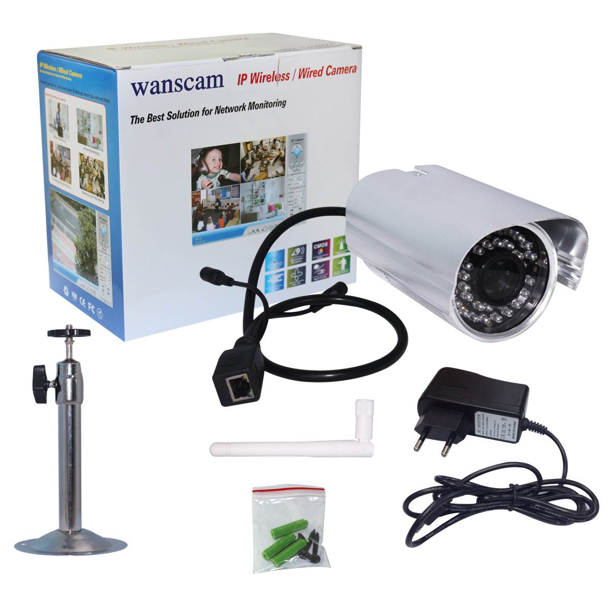 Wanscam JW0020 Wifi Outdoor Waterproof Pan/Tilt Surveillance Security CCTV P2P IP Camera Wireless Built in IR CUT 36 Infrared LED Night Vision Internet Access iPhone/Andriod Remote View PT Network