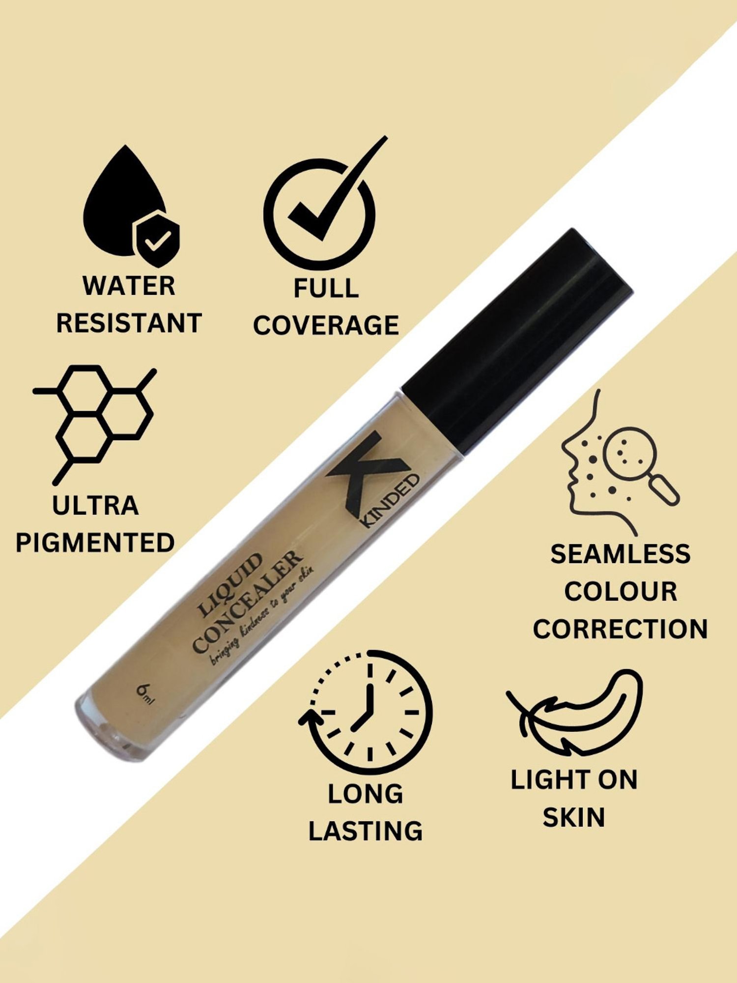 KINDED Liquid Concealer 02 Yellow Tone & 04 White Light Combo