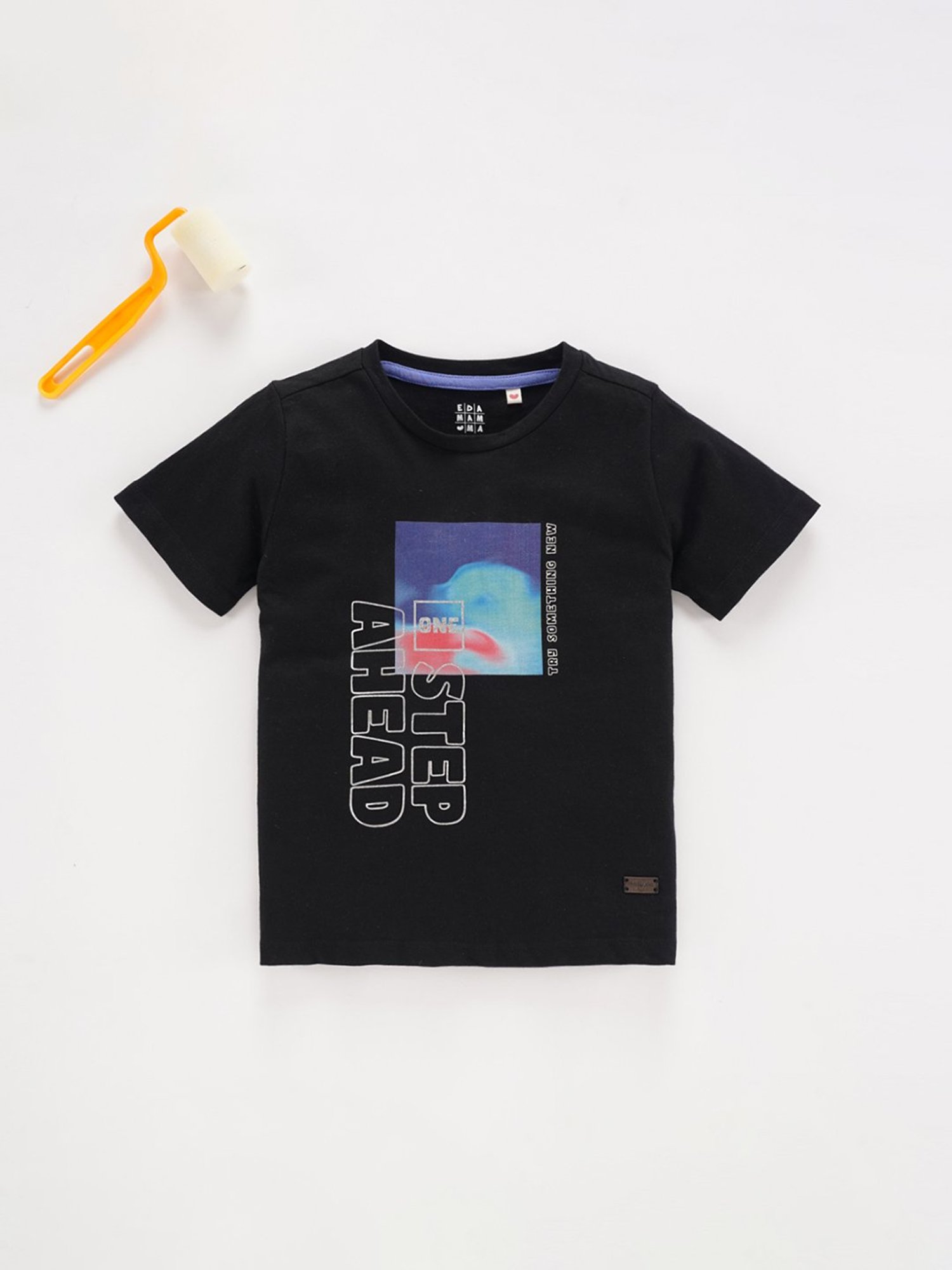 Ed-a-Mamma Kids Black Printed T-Shirt