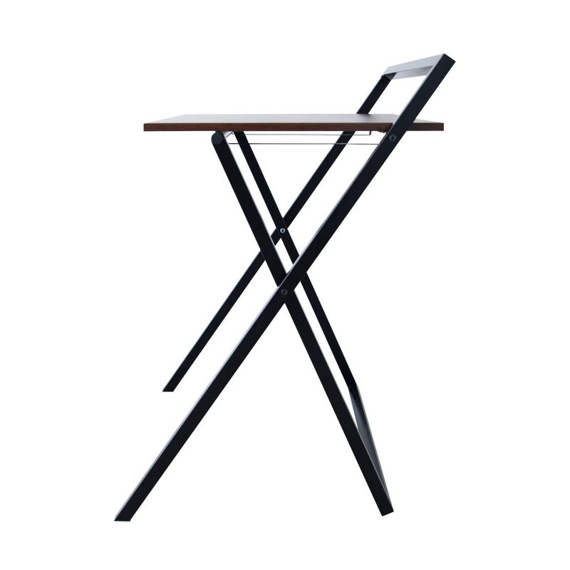 22" Folding Wooden Home Office Computer Desk with Metal Base Natural/Black - Versanora