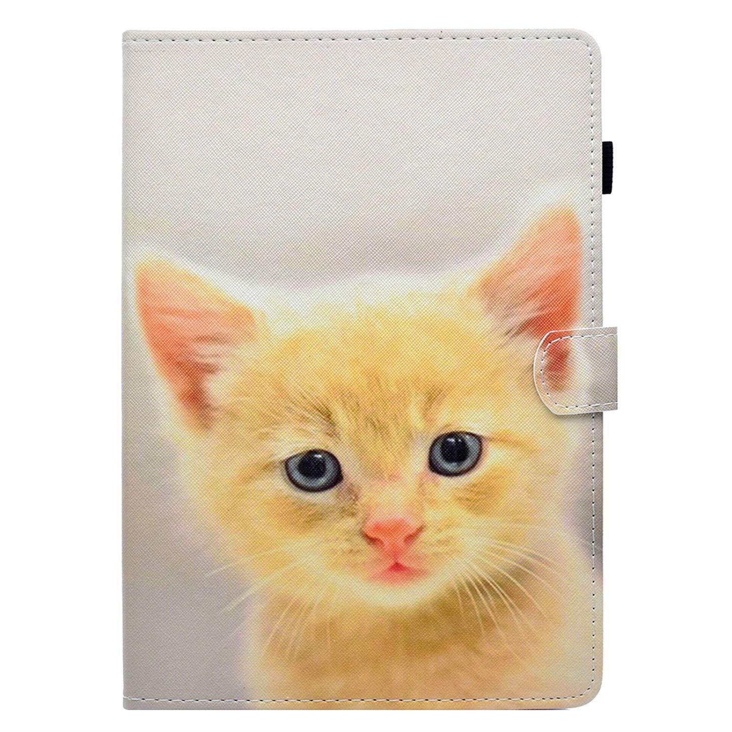 iPad 9.7 Inch 2018/2017 Case, iPad Air 2 Case, iPad Air Case, Casii Lightweight Premium Leather Case Cover Flip Stand with Auto Sleep/Wake for iPad 9.7 Inch 2018/2017, iPad Air/Air 2, Cute Cat