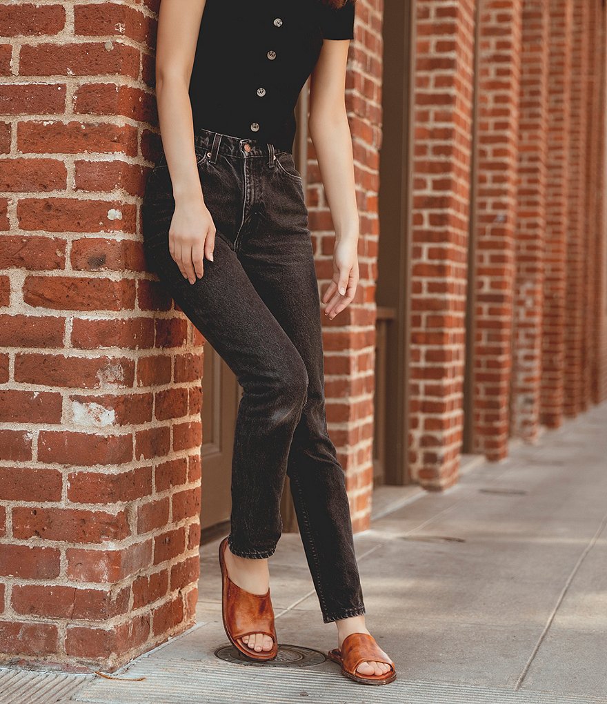 Bed Stu Kate Tanned Leather Flat Slide Sandals